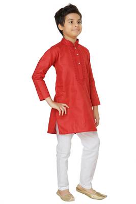 Shree Shubh Boys Ethnic Wear Red Kurta Payjama Set 3