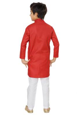 Shree Shubh Boys Ethnic Wear Red Kurta Payjama Set 4