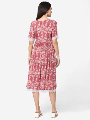 Shaily Retails Pink Colour Flared Dress 2