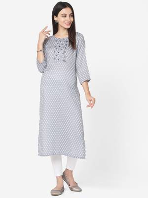 Shaily Retails Grey Colour Straight  Kurta 1