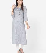 Shaily Retails Grey Colour Straight  Kurta