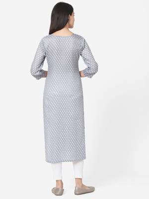 Shaily Retails Grey Colour Straight  Kurta 2