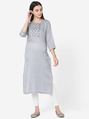 Shaily Retails Grey Colour Straight  Kurta 3