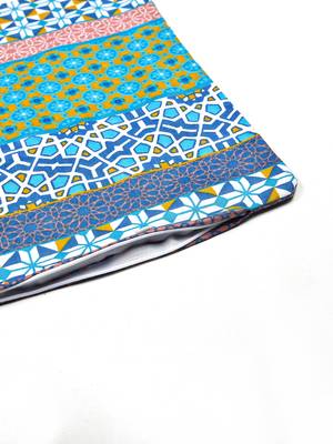Diwan Set with 3 Cushion Covers and 2 Bolster Covers, Blue 4