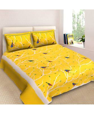 Ridan Cotton Printed Multicoloured Double Bed Sheet With Pillow Cover 1
