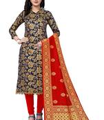 Navy-blue brocade brocade salwar