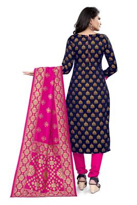 Navy-Blue Brocade Brocade Salwar 2