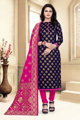 Navy-Blue Brocade Brocade Salwar 5