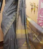 Grey Cotton Bengal  Handloom Saree