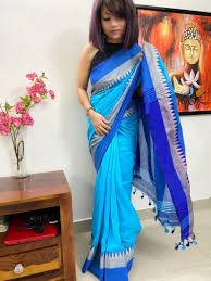 Blue Cotton Bengal Handloom Saree 1