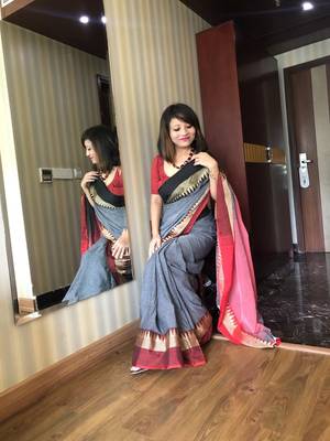 Grey Cotton Bengal Handloom Saree 1