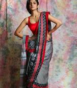 Grey Cotton Bengal Handloom Saree