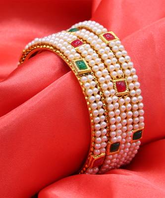 White Pearls Bangles Of 4 1