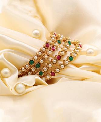 Multicolour Beaded Bangles Set Of 4 6