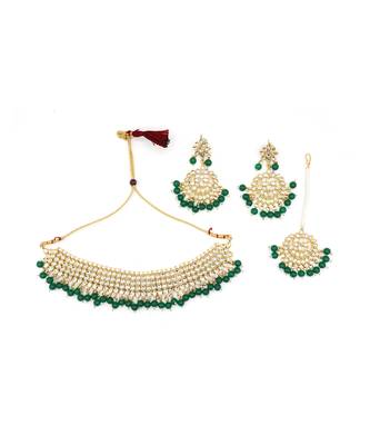Jewellery Sets For Women Gold Plated Kundan Bridal Necklace Jewellery Set With Earrings 6