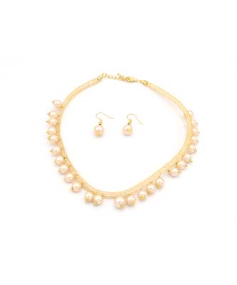 Gold Pearl Necklace Sets 6