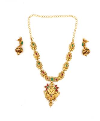 Gold Plated Designer Temple Necklace Set fOr Women 2