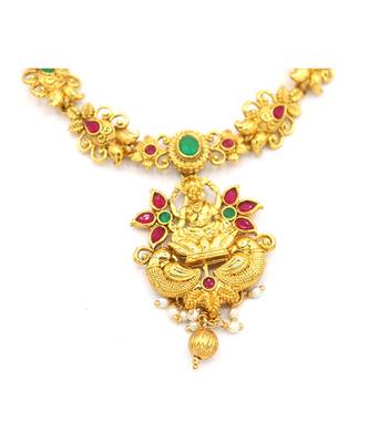 Gold Plated Designer Temple Necklace Set fOr Women 3