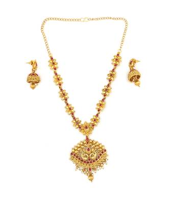 Gold Plated Mated Finish Necklace Set For Women 3