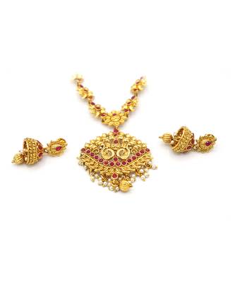Gold Plated Mated Finish Necklace Set For Women 6