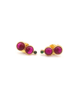 Gold Plated Red Stone Studded Necklace Set For Women 6