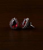 Rose and Black Plated Hydro Ruby Stone Embellished American Diamond Earrings 216ED487