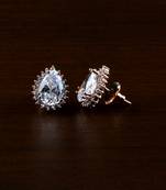 Rose Gold Plated White Stone Embellished American Diamond Earrings 216ED488
