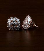 Rose Gold Plated White Stone Embellished American Diamond Earrings 216ED501