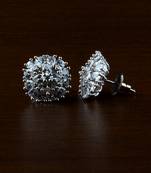 Rhodium Plated White Stone Embellished American Diamond Earrings 216ED507