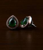 Multicolor Brass Rose Gold American Diamonds Stud Earrings