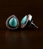 Rose and Black Plated Mint Stone Embellished American Diamond Earrings 216ED518