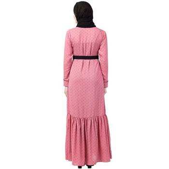 Polka dotted frilled abaya- Puce Pink 5