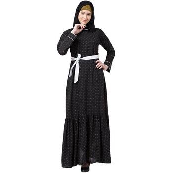 Polka dotted frilled Dress- Black 1