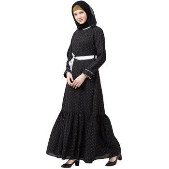 Polka dotted frilled Dress- Black 2