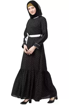 Polka dotted frilled Dress- Black