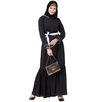 Polka dotted frilled Dress- Black 3