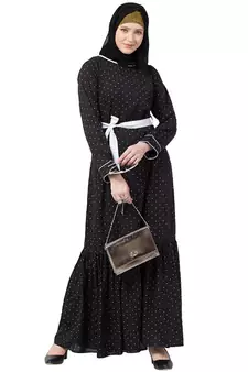 Polka dotted frilled Dress- Black
