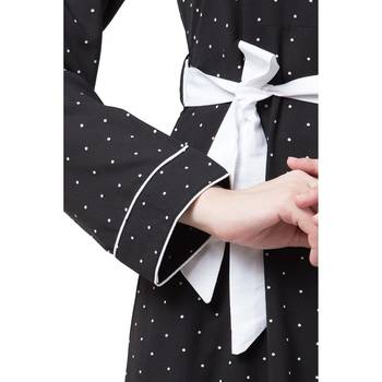 Polka dotted frilled Dress- Black 4