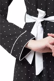 Polka dotted frilled Dress- Black