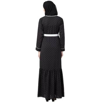 Polka dotted frilled Dress- Black 5