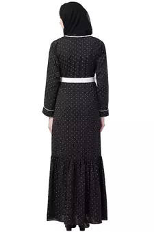 Polka dotted frilled Dress- Black