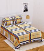 Ridan Cotton  Blend King Size  Multicoloured Printed Double Bed Sheet With Pillow Cover
