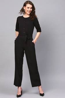 Black Tie Belt Jumpsuit