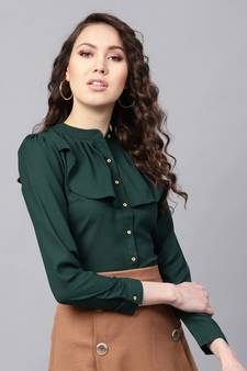 Layered Front Bottle Green Shirt