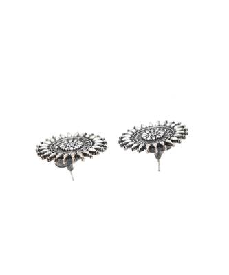 Silver Oxidized Chandbali Multicolor Bead Earrings 2