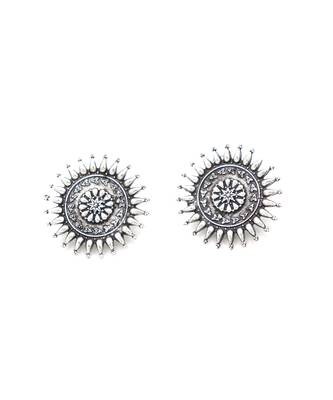 Silver Oxidized Chandbali Multicolor Bead Earrings 3