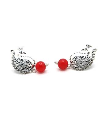 Silver Oxidized Peacock Earrings 5
