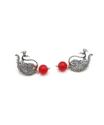 Silver Oxidized Peacock Earrings 6