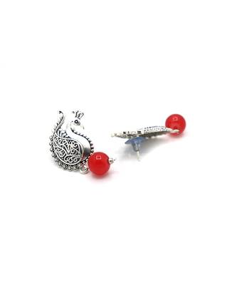 Silver Oxidized Peacock Earrings 7