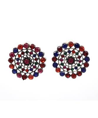 Silver Studded Multicolor Stone Studs 5